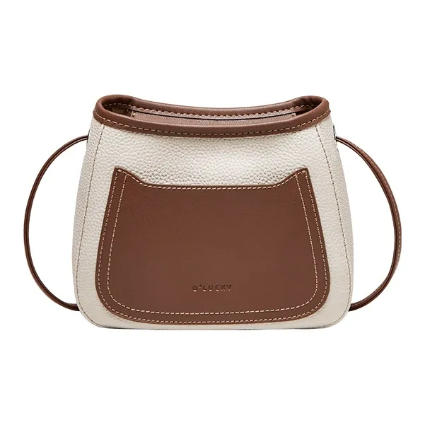 Narandu Cow Leather With Synthetic Leather Crossbody Bag, Shoulder Bag Mini Women's White & Brown/Midnight Black-0
