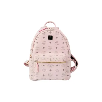 MCM Stark Visetos Artificial Leather Backpack Small Size Women's Pink Monogram