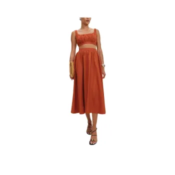 REFORMATION Shannon Linen Two Piece Skirt Set Women's