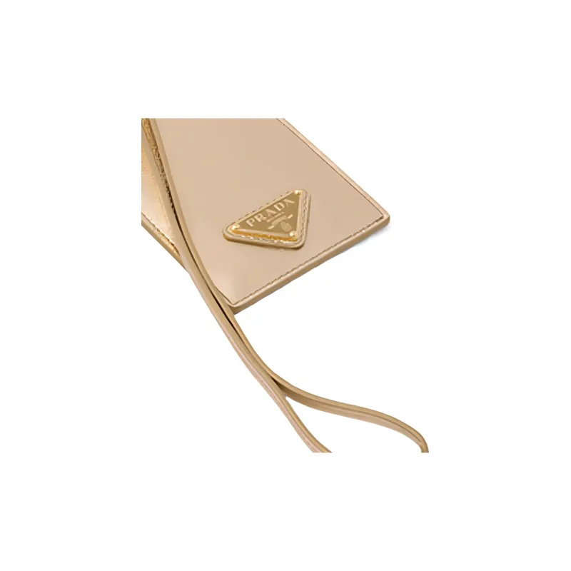 PRADA Leather Card Holder Women's Gold-4