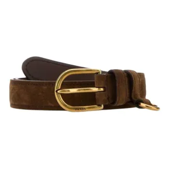 PRADA Suede Leather Belts Women's Brown 