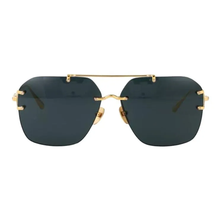 Linda Farrow Titanium Aviator Sunglasses Women's Gold-3