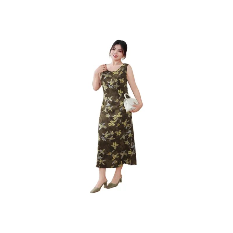 MSSHE Sleeveless Dresses Women's Sunflower Yellow-1