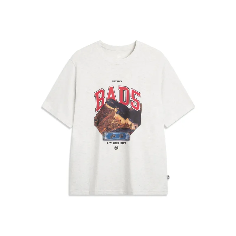 LINING BadFive T Shirts Men Heather Gray Mist White-0