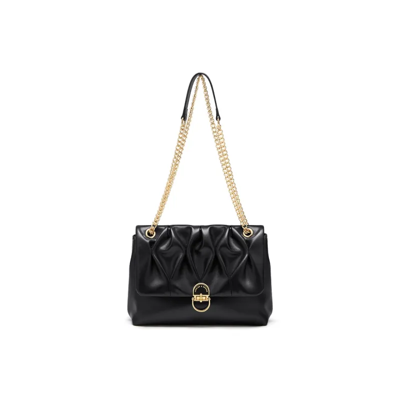 CNOLES Cow Leather Underarm Shoulder Bag Regular Women's Moon Black-0