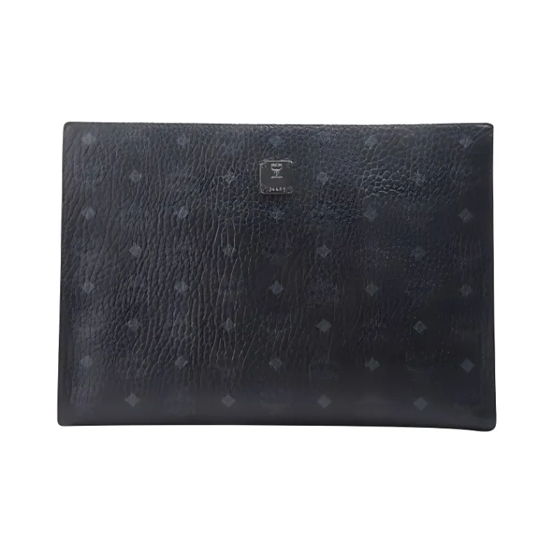 MCM Essential Visetos Origina Coated Canvas Clutch Large Size Men's Black-0
