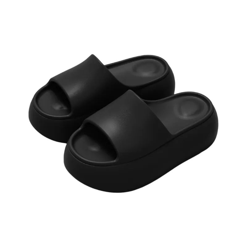 Soft Minimalist Solid Color Cloud Step Thick Sole, Summer Air EVA Versatile, Dopamine Dressing, Slippers, Women's-0