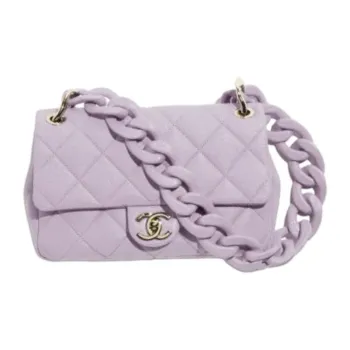 CHANEL Sheepskin Mini Square Flap Bag, Shoulder Bag, Crossbody Bag Tubas Women's Taro Purple