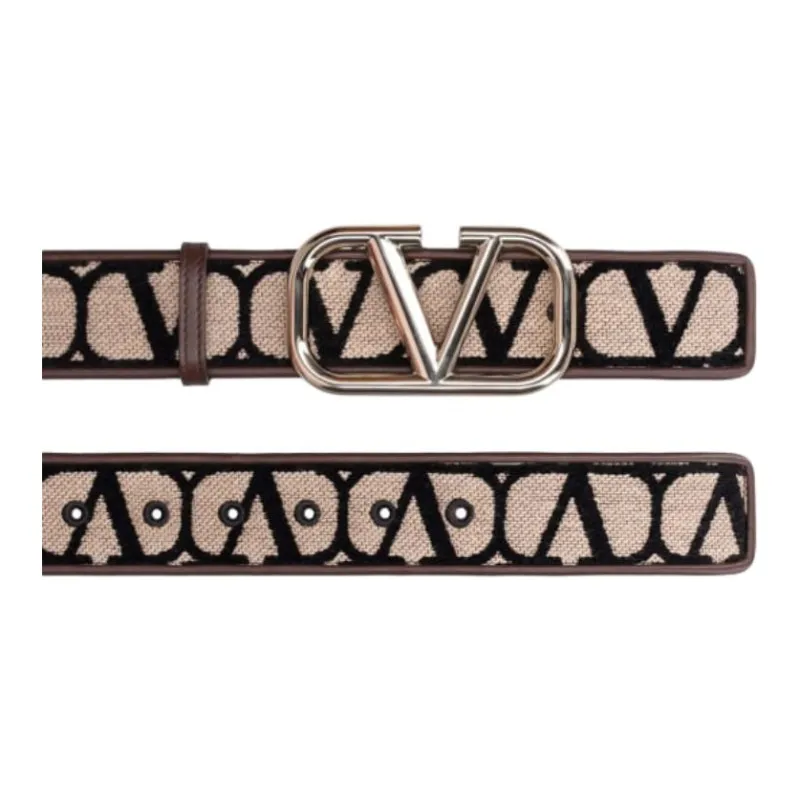 Valentino Viscose, Cotton, Polyester, Metal Belt Unisex Brown 4CM-1