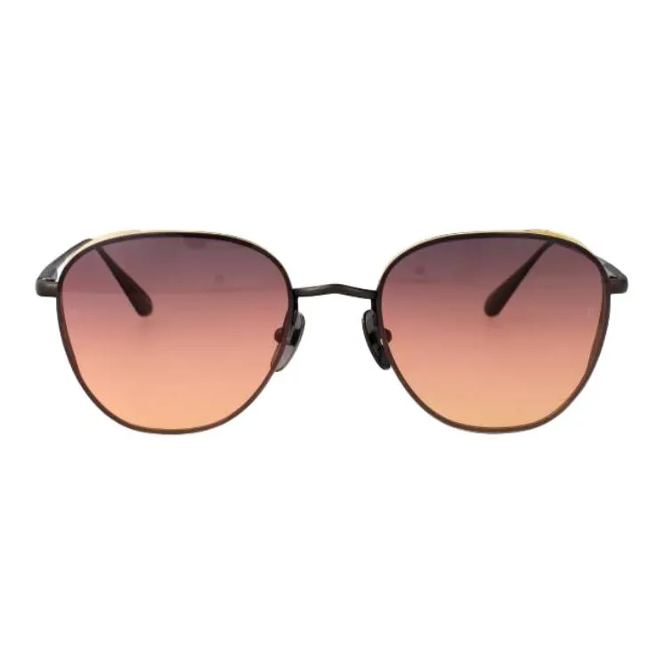 Linda Farrow Titanium Oval Sunglasses Women's Black-3