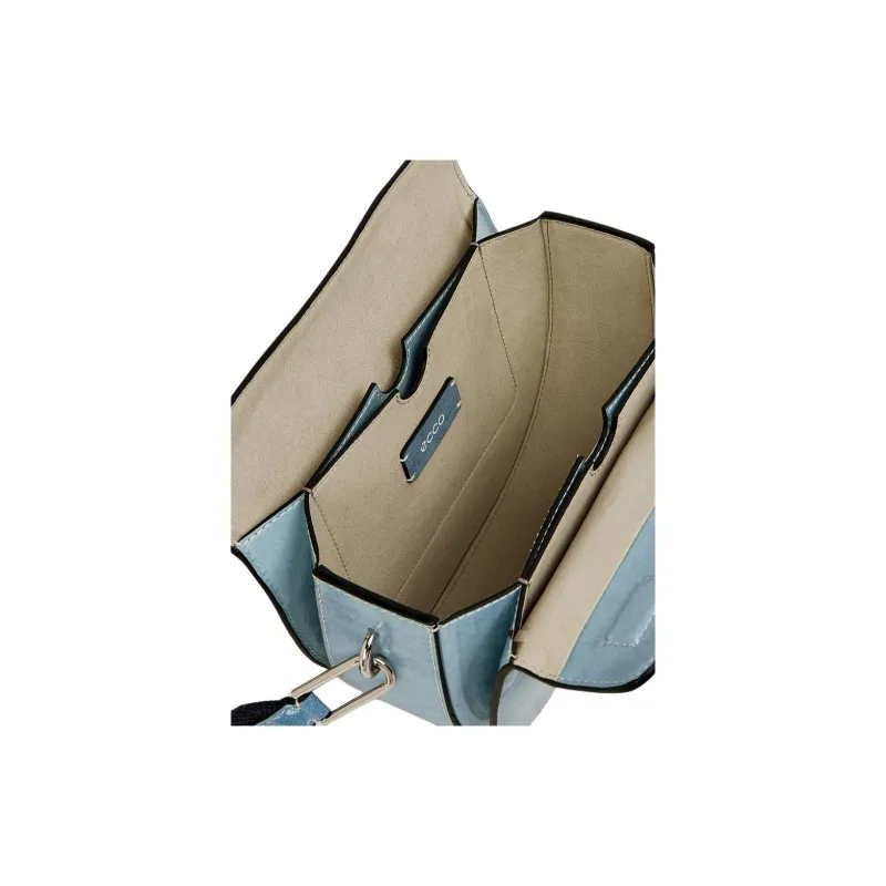 Ecco Cow Leather Saddle Bag, Shoulder Bag Medium Size Women's Light Blue-3