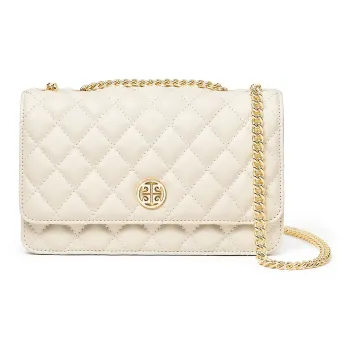 PIERRE CARDIN Top Grain Cow Leather Crossbody Bag, Shoulder Bag Regular Women's Beige/Black