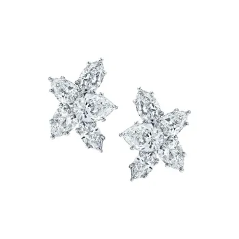 HARRY WINSTON Platinum Earrings Women's Silver