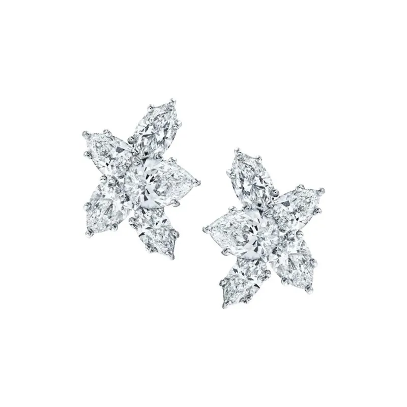 HARRY WINSTON Platinum Earrings Women's Silver-0