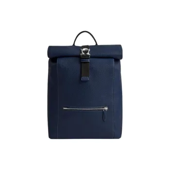COACH Pebbled Leather Backpack Tubas Men's Marine Blue