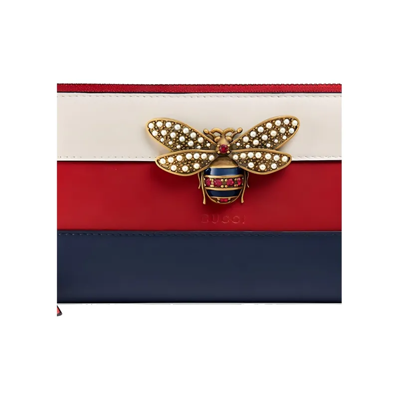 GUCCI Queen Margaret Leather Wallet Women's Red White Blue Multicolor-5