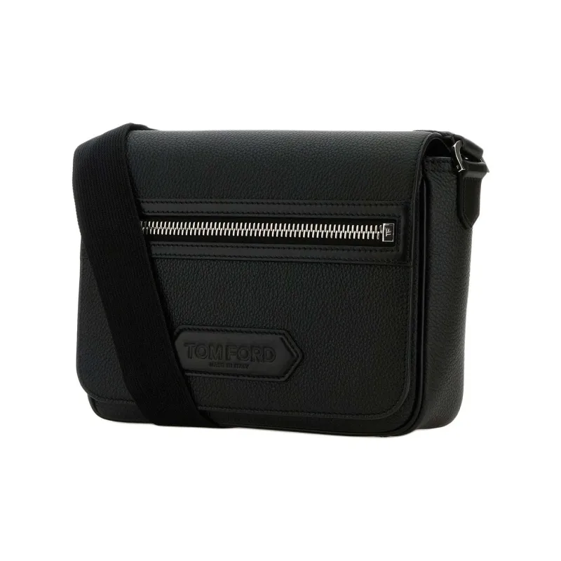 TF Calfskin Shoulder Bag, Crossbody Bag Trumpets Unisex Black-1