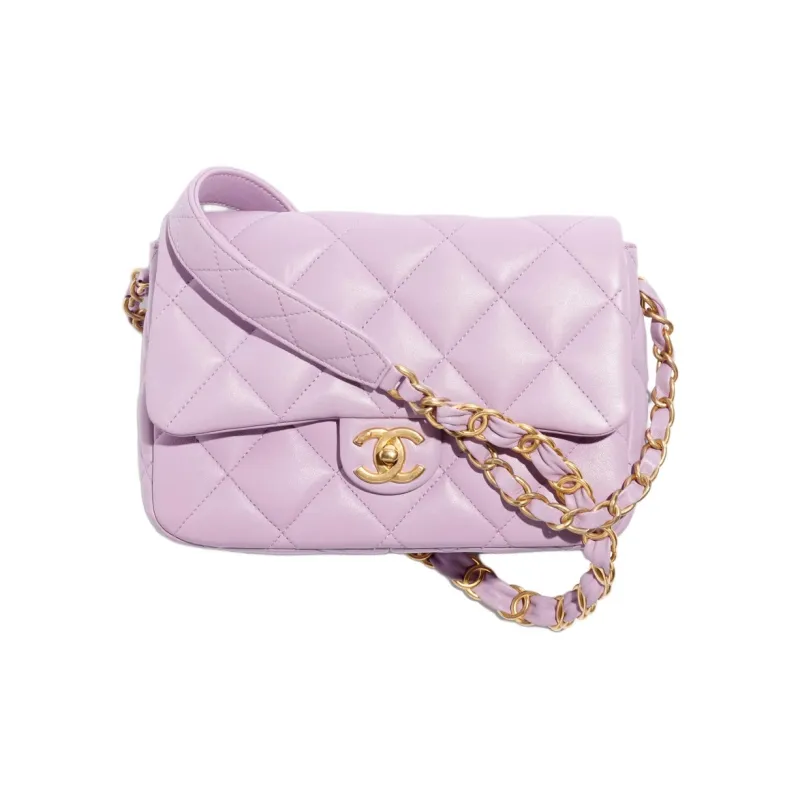 CHANEL Lambskin Crossbody Bag, Shoulder Bag Regular Women's Purple Lilac-0