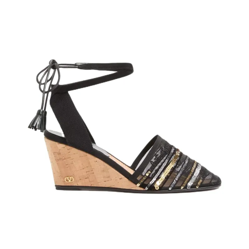 Valentino LA CRUISETTE Wedge Heel High Heels 7.5cm Women's Black-1