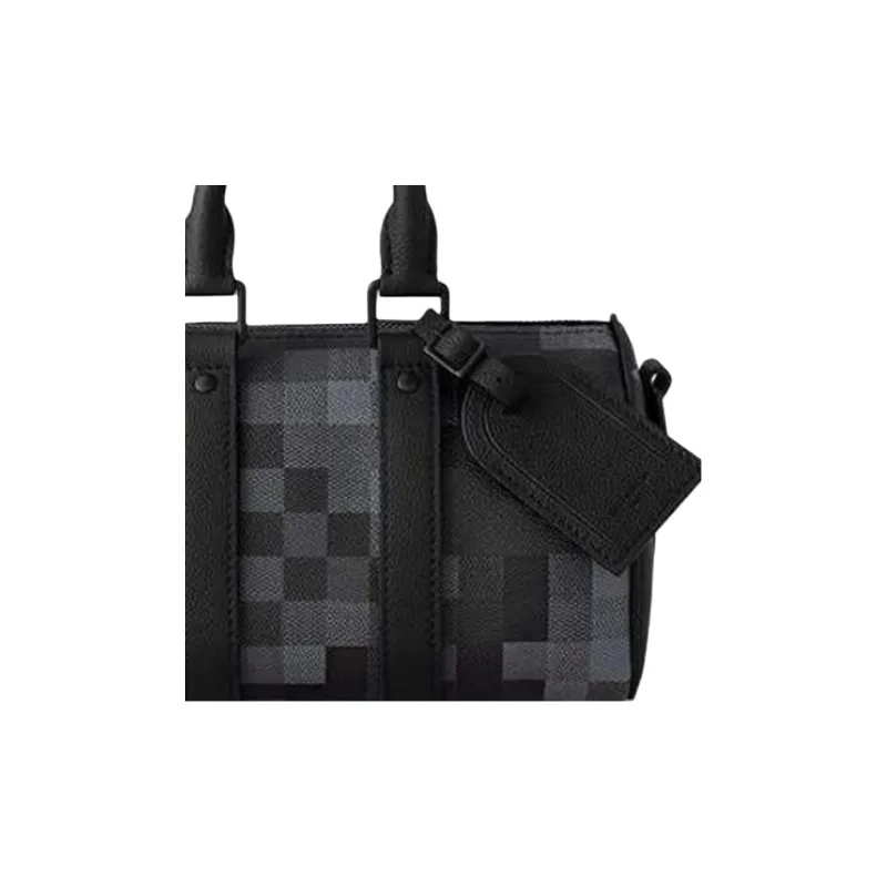 LOUIS VUITTON KeepallBandoulière Damoflage Black Coated Canvas Shoulder Bag, Crossbody Bag, Handbag Men's Black-4