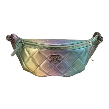 CHANEL Gradient Metal Texture Lambskin Fanny Pack Women's Iridescent Pink & Purple & Green