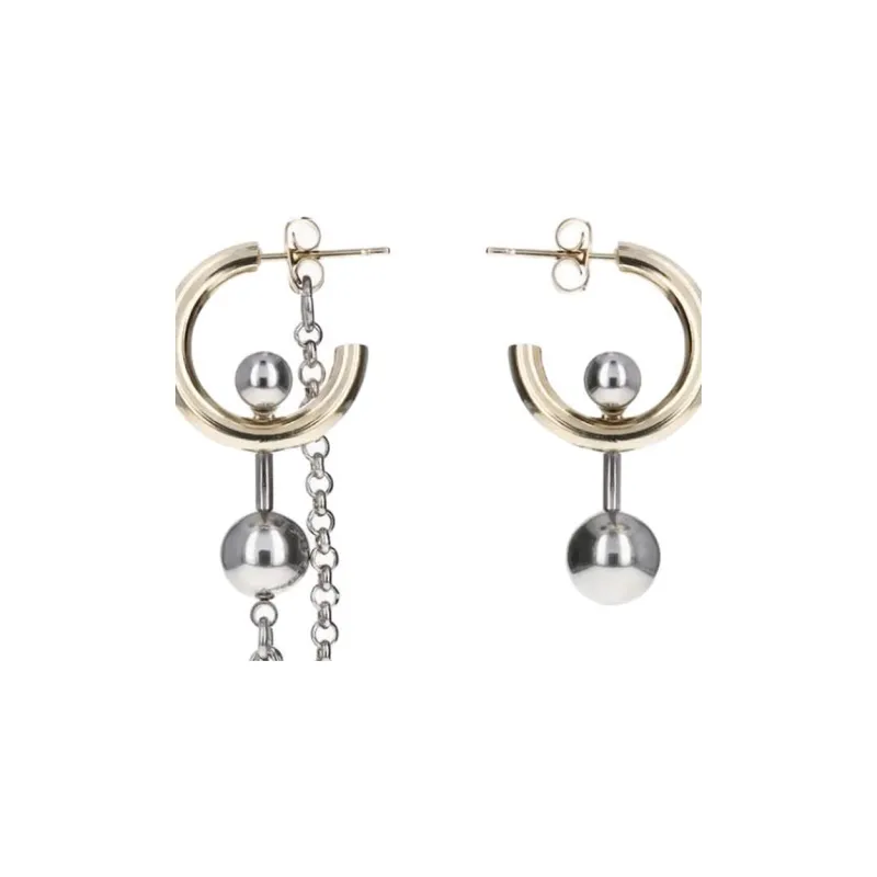 Balenciaga Brass Earrings Unisex Silver-1