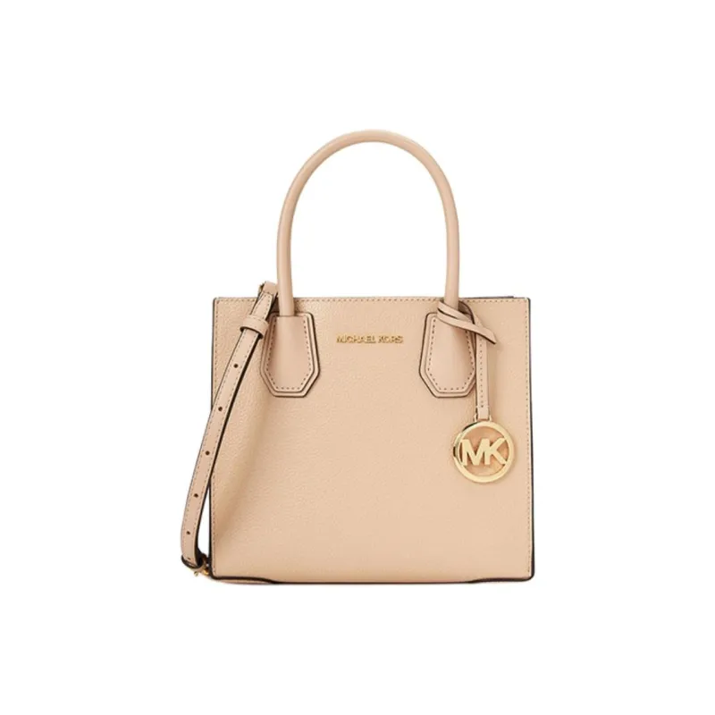 MICHAEL KORS Mercer Leather Trunk Bag, Handbag, Shoulder Bag, Crossbody Bag Women's Beige-0