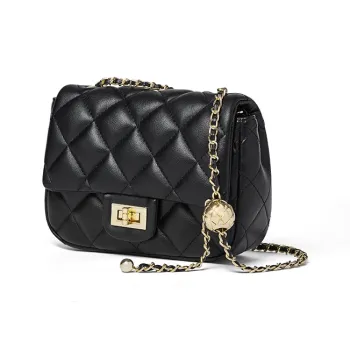 Narandu Cow Leather One Shoulder Chain Bag, Small Square Bag Trumpets Women's Black/Ecru