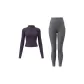 Dark Eggplant Purple Coat+Limestone Ankle-Length Pants