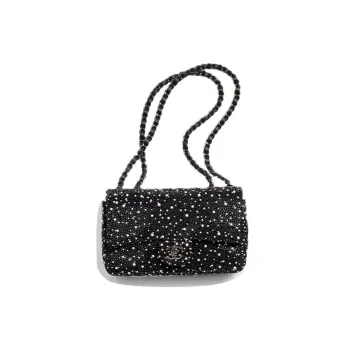 CHANEL Rhinestone Crystal Pearl Evening Bag, Crossbody Bag, Shoulder Bag Women's Black