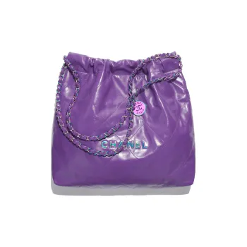 CHANEL 22Bag Shiny Calfskin Bucket Bag, Handbag, Shoulder Bag Regular Women's Purple