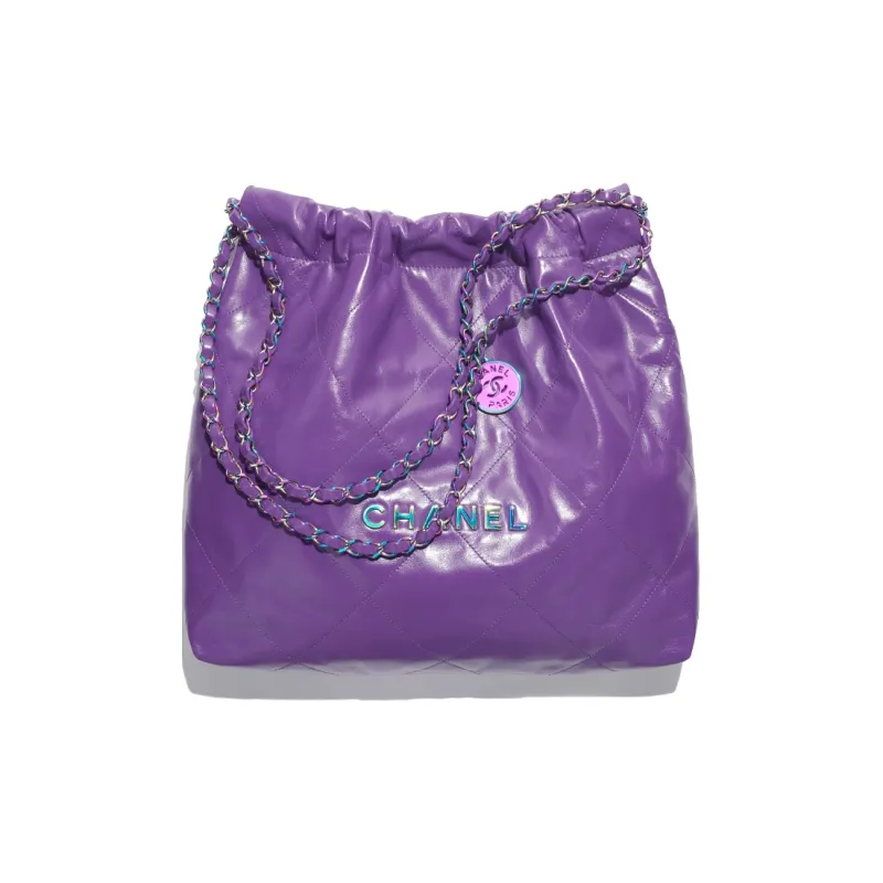 CHANEL 22Bag Shiny Calfskin Bucket Bag, Handbag, Shoulder Bag Regular Women's Purple-0