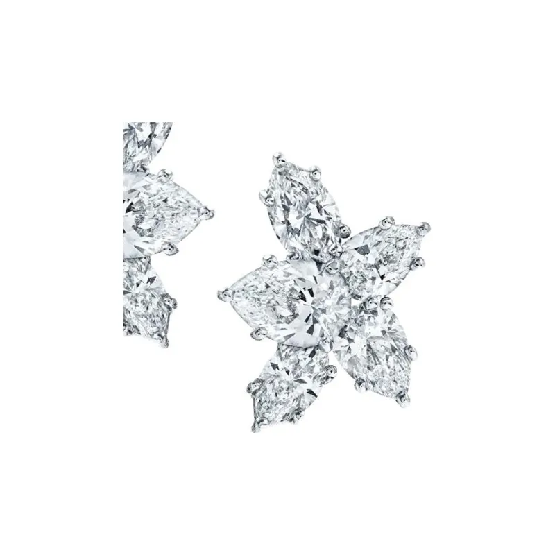HARRY WINSTON Platinum Earrings Women's Silver-2