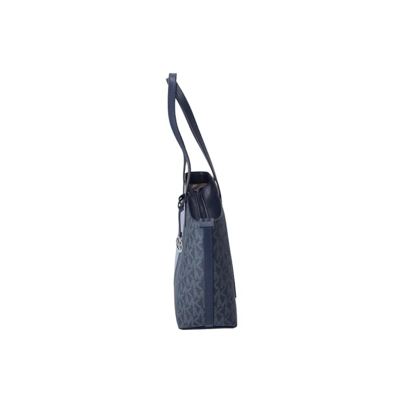 MICHAEL KORS Coated Canvas Tote Bag, Shopping Bag, Handbag Medium Size Women's Marine Blue-3