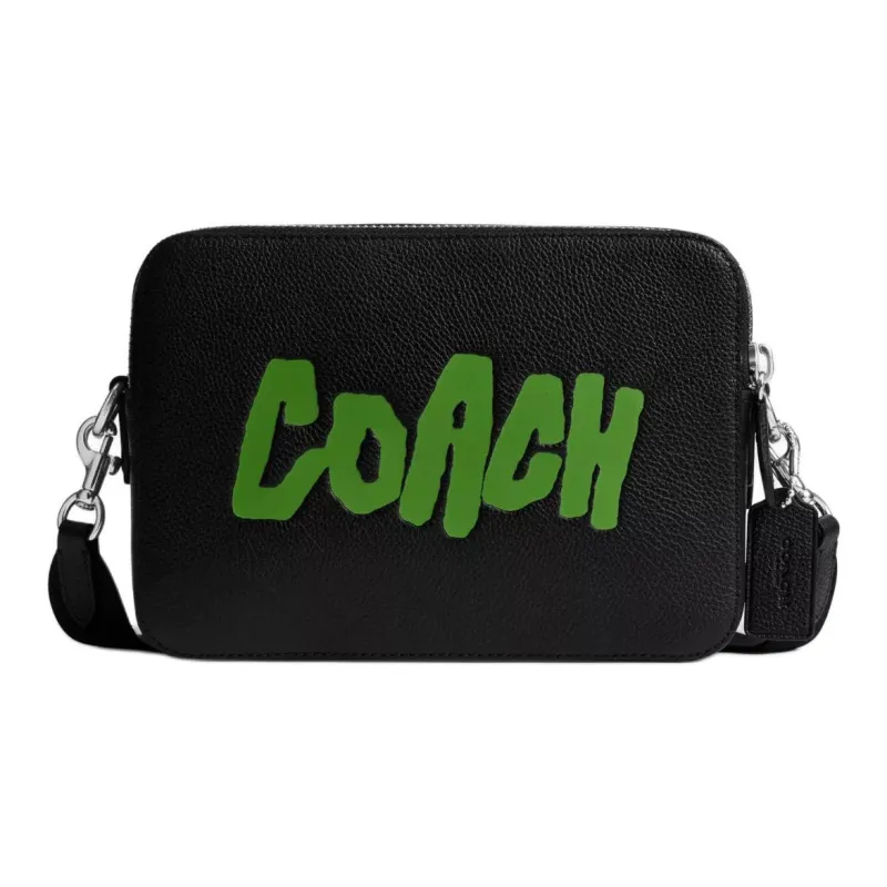 COACH Charter Leather Crossbody Bag, Shoulder Bag Medium Size Women's Black-0