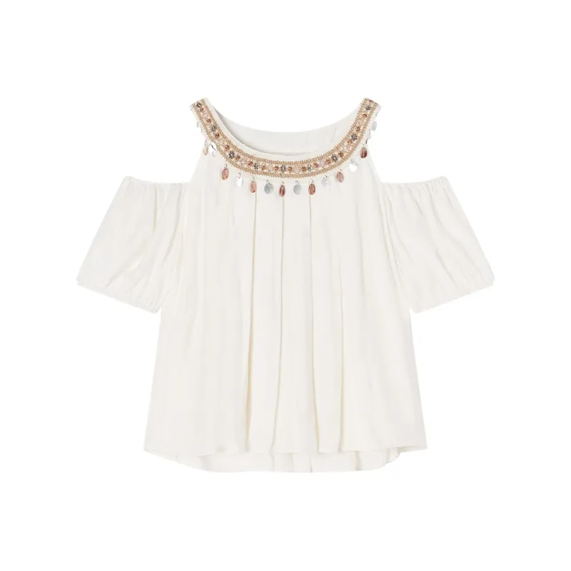 XIANGYING Shirts Women's Heron White-0