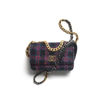 CHANEL Wool Tweed Shoulder Bag, Crossbody Bag, Wallet Women's Black & Purple & Green & Red