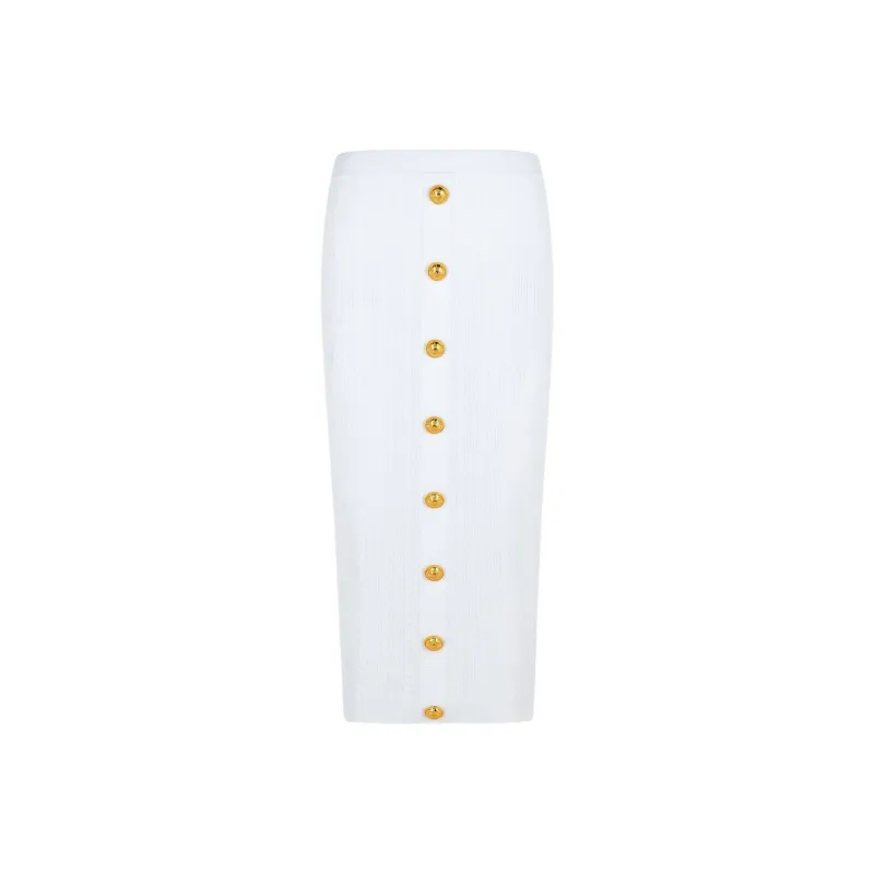 BALMAIN Knit Long Skirt Women's White-0