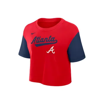 Nike Atlanta Braves Script Women's Nike Dri FIT Mlb Cropped T Shirt