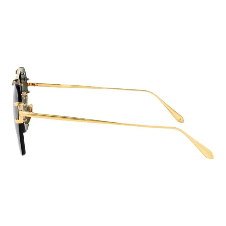 Linda Farrow Titanium Aviator Sunglasses Women's Gold-2