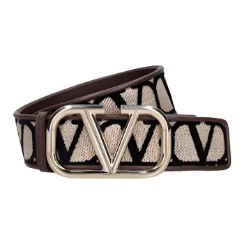 Valentino Viscose, Cotton, Polyester, Metal Belt Unisex Brown 4CM
