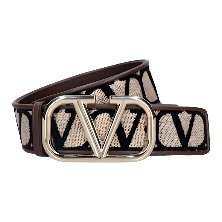 Valentino Viscose, Cotton, Polyester, Metal Belt Unisex Brown 4CM-0