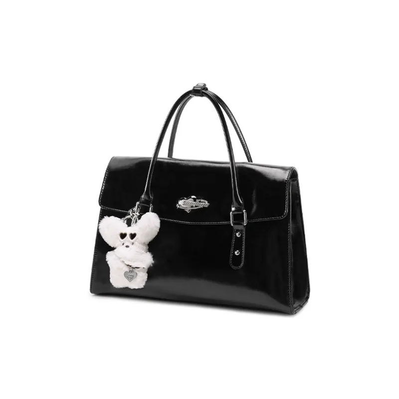 ONE TIME Synthetic Leather Backpack Handbag Regular Women's Black Oil Wax-2