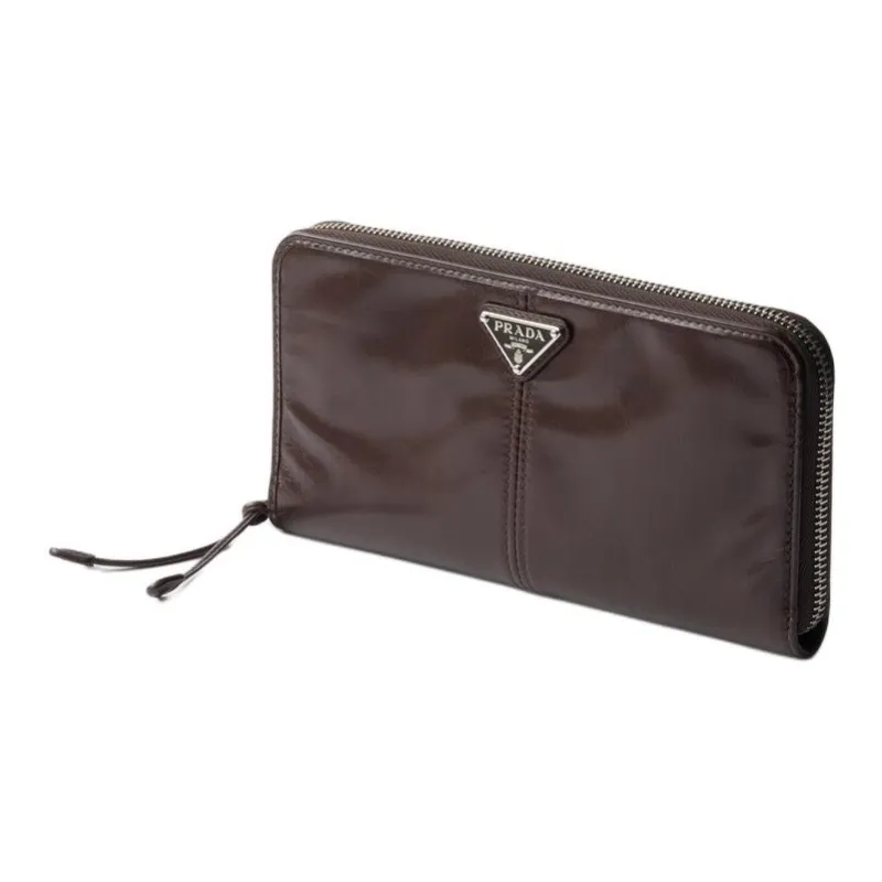 PRADA Cow Leather Wallet Unisex Dark Brown-1