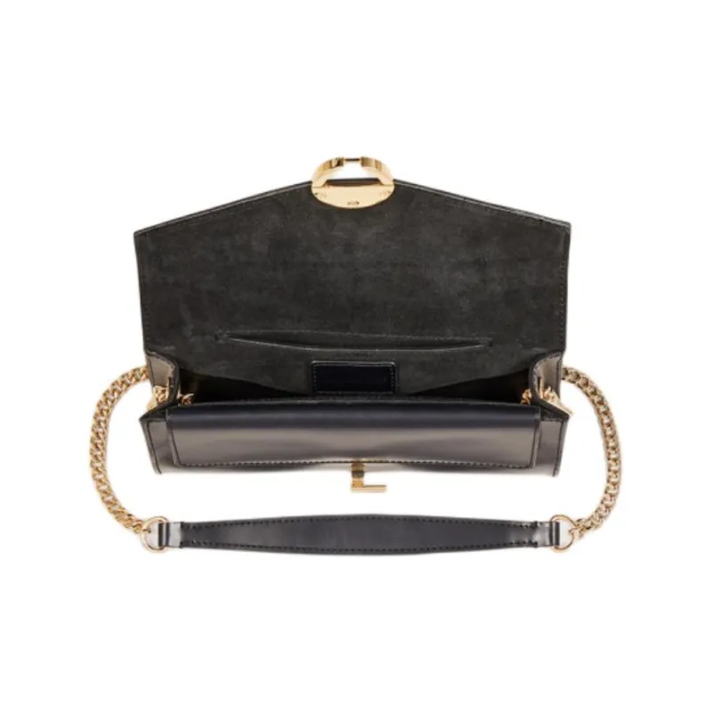 Sandro Cow Leather Shoulder Bag Trumpets Women's Black-2