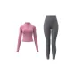 Pastel Pink Coat+Limestone Ankle-Length Pants