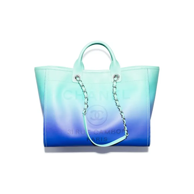 CHANEL Calfskin Tote Bag, Shopping Bag, Shoulder Bag, Crossbody Bag, Handbag Tubas Women's Turkish Blue-0