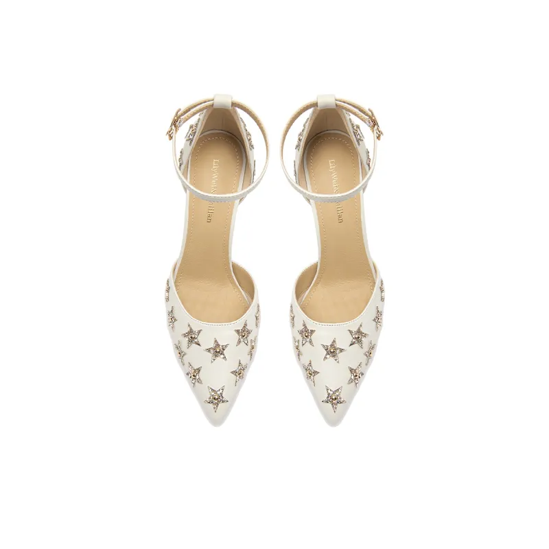 Lily Wei Star Rhythm Slim Heel High Heels Women's Ecru-2