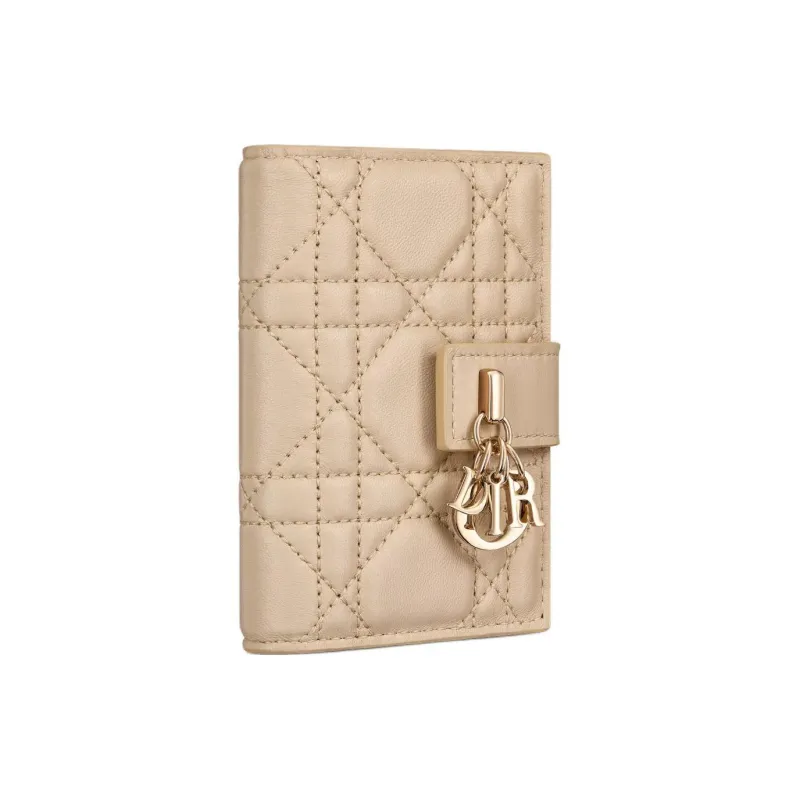DIOR My Dior Sheepskin Card Holder Women's Pink Beige-1