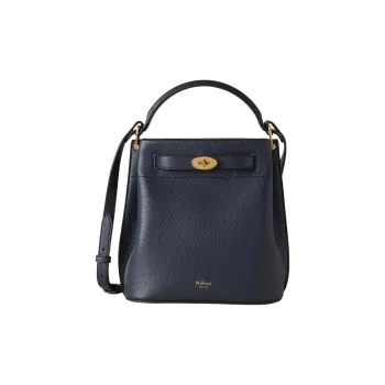 Mulberry Cow Leather Bucket Bag, One Shoulder Handbag Trumpets Women's Dark Blue